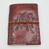 Usnjen dnevnik/zvezek z ročno izdelanim papirjem 8,5x12,5x1 cm